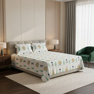 Vintage Flora Hand Block Premium Cotton Bedsheet